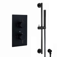 Venice Contemporary Round Concealed Thermostatic Shower Set Slider Rail Kit - Matt Black (1 Outlet)