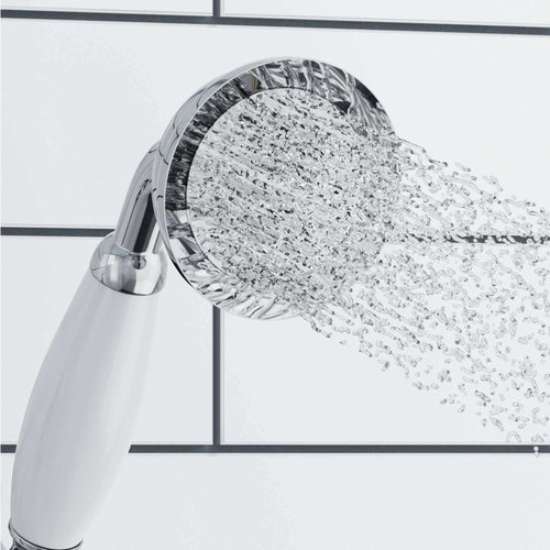 Buy Regent Traditional Crosshead And White Lever Concealed Thermostatic Shower Set Incl. Twin Valve, Wall Fixed 8" Shower Head, Handshower Kit - Chrome (2 Outlet) online UK