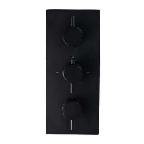Buy Naples Contemporary Round Concealed Thermostatic Shower Set Incl. Triple Valve, Wall Fixed 8" Shower Head, Handshower Kit - Matt Black (2 Outlet) online UK