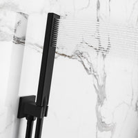 Naples Square Concealed Thermostatic Shower Set Incl. Twin Valve, Wall Fixed 8" Shower Head, Handset Kit - Matt Black (2 Outlet)