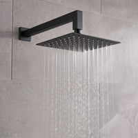 Naples Square Concealed Thermostatic Shower Set Incl. Twin Valve, Wall Fixed 8" Shower Head, Handset Kit - Matt Black (2 Outlet)
