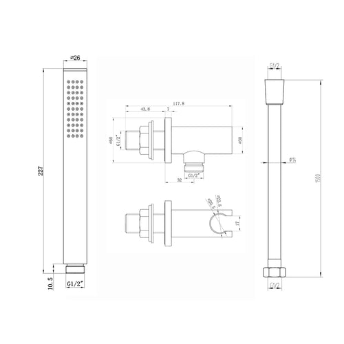 Buy Naples Contemporary Round Concealed Thermostatic Shower Set Incl. Twin Valve, Ceiling Fixed 8" Shower Head, Handshower Kit - Matt Black (2 Outlet) online UK
