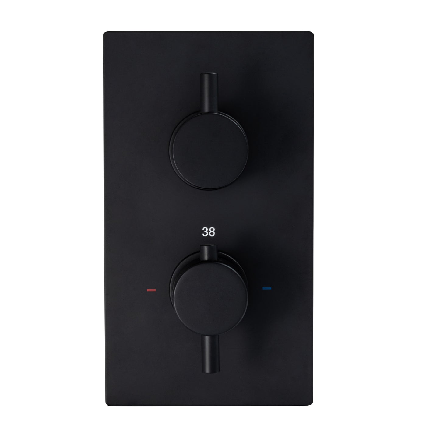 Naples Contemporary Round Concealed Thermostatic Shower Set Incl. Twin Valve, Ceiling Fixed 8" Shower Head, Slider Rail Kit - Matt Black (2 Outlet)