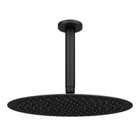 Naples Contemporary Round Concealed Thermostatic Shower Set Incl. Twin Valve, Ceiling Fixed 8" Shower Head, Slider Rail Kit - Matt Black (2 Outlet)