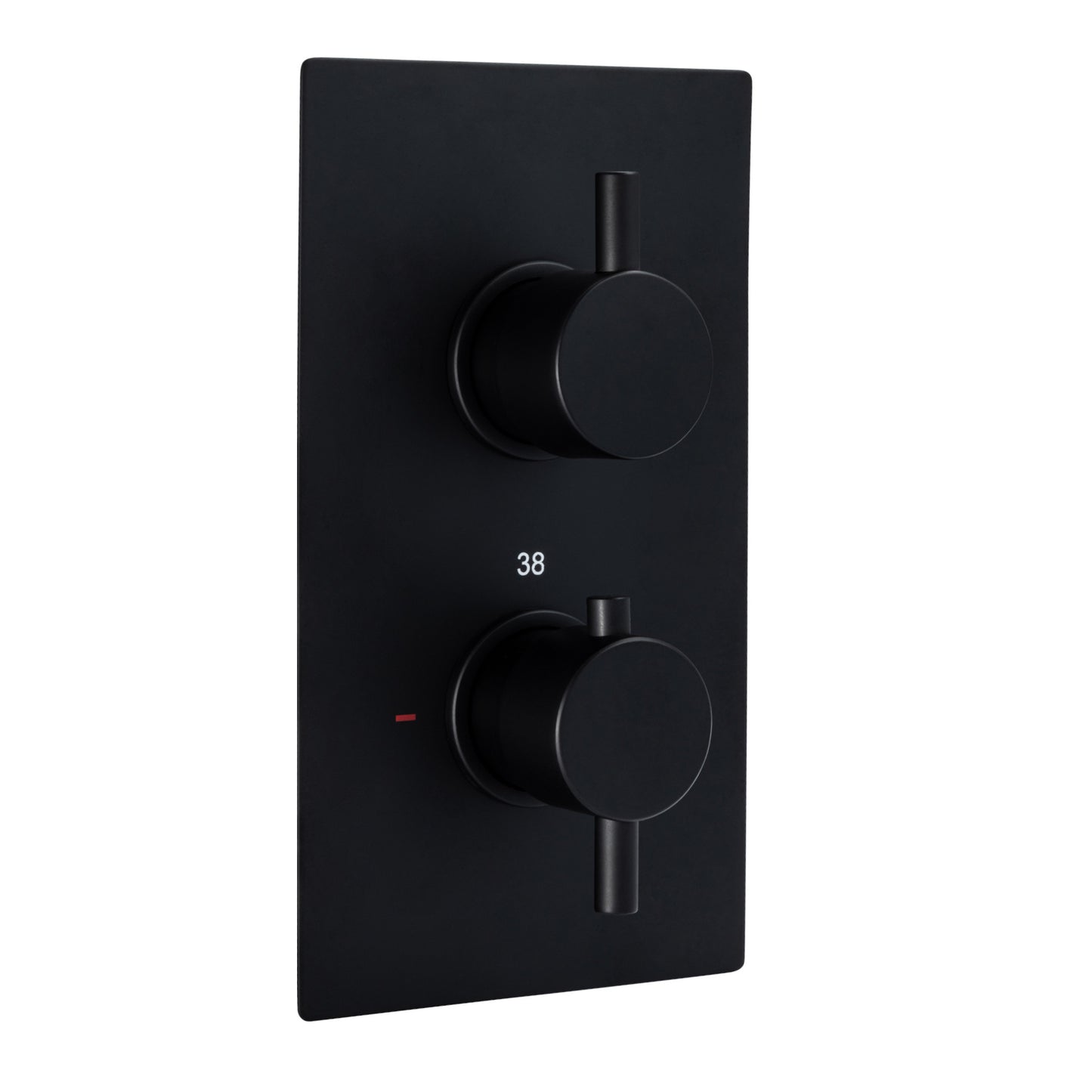 Naples Contemporary Round Concealed Thermostatic Shower Set Incl. Twin Valve, Ceiling Fixed 8" Shower Head, Slider Rail Kit - Matt Black (2 Outlet)