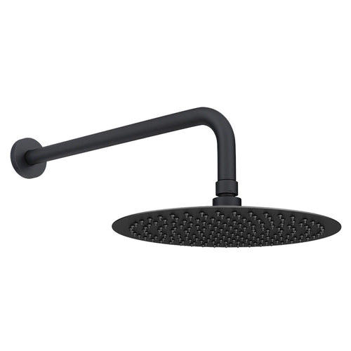 Buy Naples Contemporary Round Concealed Thermostatic Shower Set Incl. Triple Diverter Valve, Wall Fixed 8" Shower Head, Handshower Kit, Bath Filler Waste with Overflow - Matt Black (3 Outlet) online UK