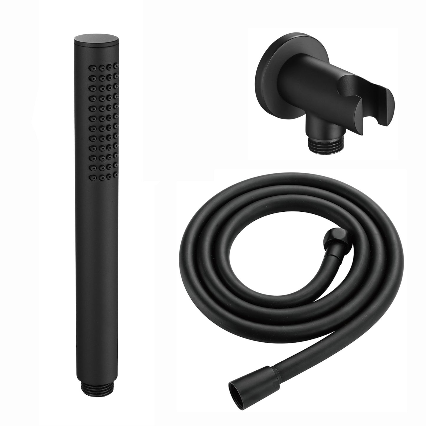 Naples Contemporary Round Concealed Thermostatic Shower Set Incl. Triple Diverter Valve, Wall Fixed 8" Shower Head, Handshower Kit, Bath Filler Waste with Overflow - Matt Black (3 Outlet)