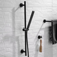 Naples Contemporary Round Concealed Thermostatic Shower Set Incl. Triple Diverter Valve, Wall Fixed 8" Shower Head, Slider Rail Kit, 4 Body Jets - Black (3 Outlet)