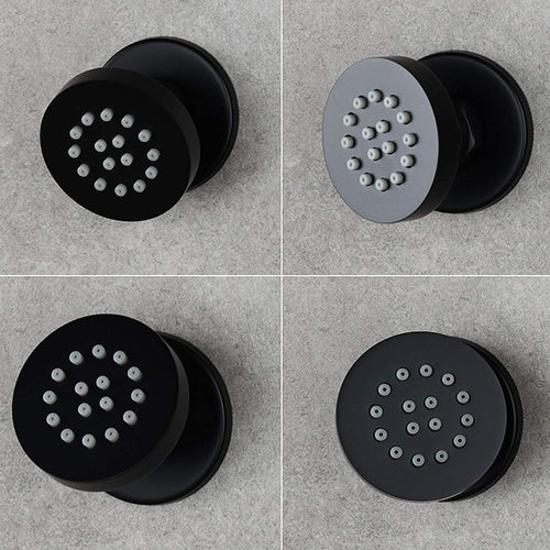 Buy Naples Contemporary Round Concealed Thermostatic Shower Set Incl. Triple Diverter Valve, Wall Fixed 8" Shower Head, Slider Rail Kit, 4 Body Jets - Black (3 Outlet) online UK