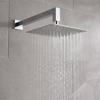 Naples Square Concealed Thermostatic Shower Set Incl. Twin Valve, Wall Fixed 8" Shower Head, Handset Kit - Chrome (2 Outlet)