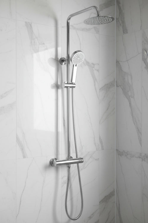 Dune round thermostatic shower set 200mm head & handheld - chrome