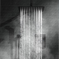 Spello Square Thermostatic Concealed Shower Set with Bath Filler, Wall Overhead Shower, Handset Kit - Black