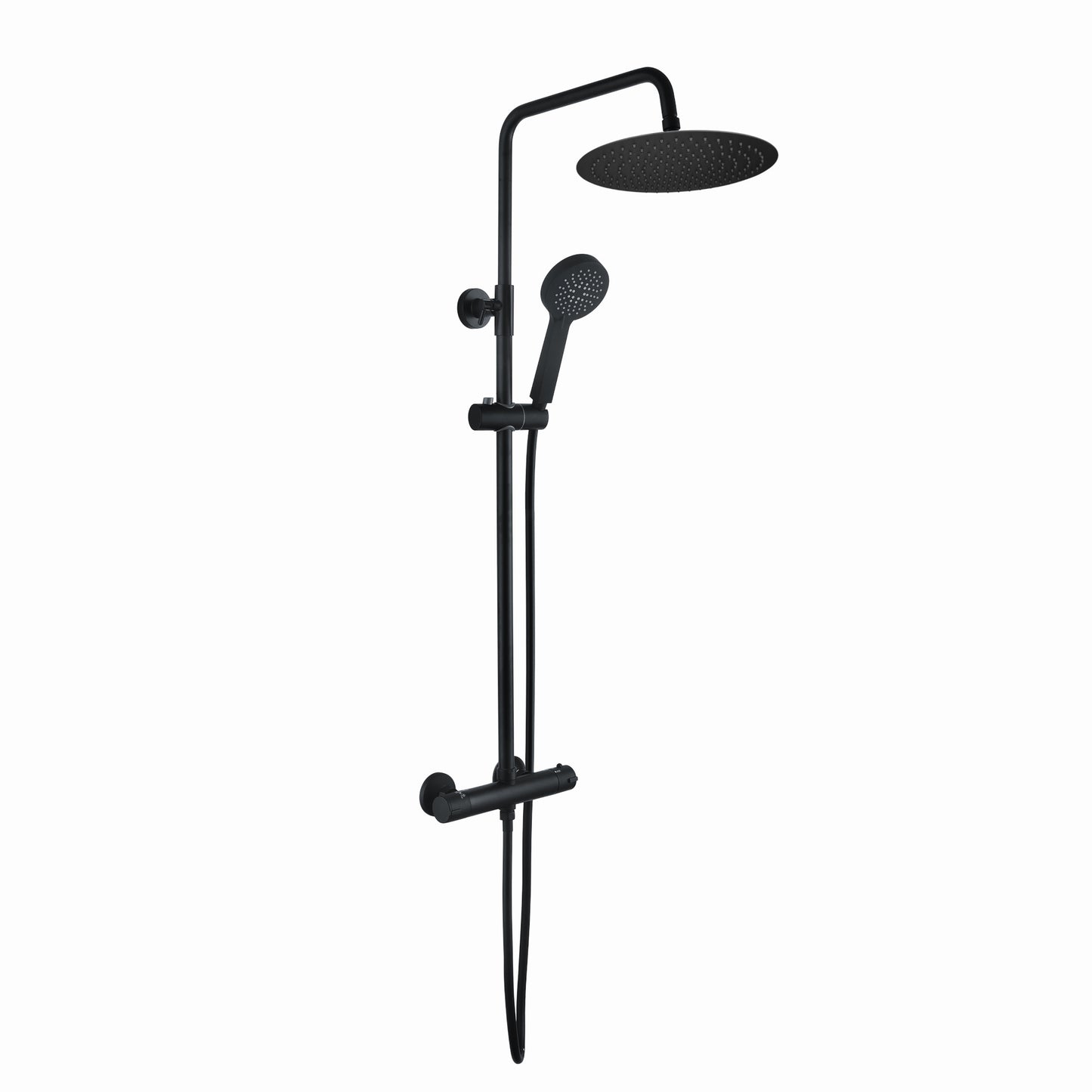 Dune round thermostatic shower set 300mm head & handheld - matt black