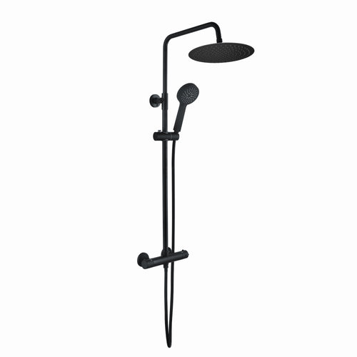 Dune round thermostatic shower set 300mm head & handheld - matt black