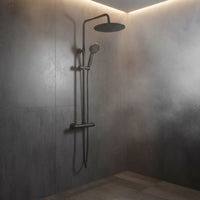 Dune round thermostatic shower set 300mm head & handheld - matt black