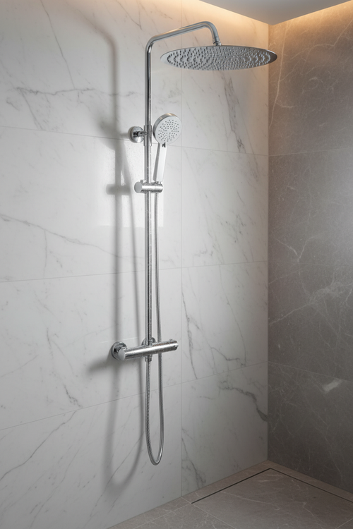 Dune round thermostatic shower set 400mm head & handheld - chrome