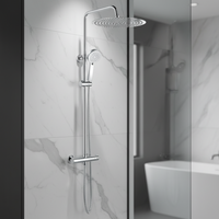 Dune round thermostatic shower set 400mm head & handheld - chrome