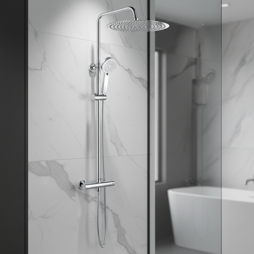 Dune round thermostatic shower set 400mm head & handheld - chrome