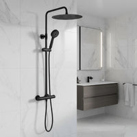 Dune round thermostatic shower set 400mm head & handheld - matt black