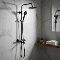 Dune thermostatic shower set 3 outlet, incl. bar shower valve, 200mm overhead shower, handset & bath filler - matt black