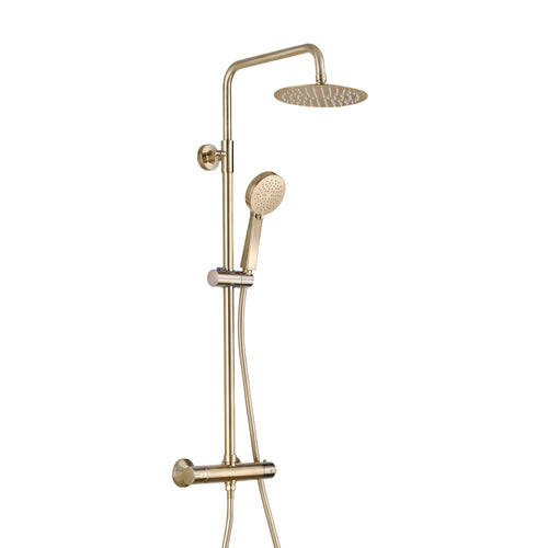 Buy Dune round thermostatic shower set 200mm head & handheld - brushed brass online UK