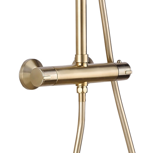 Buy Dune round thermostatic shower set 200mm head & handheld - brushed brass online UK