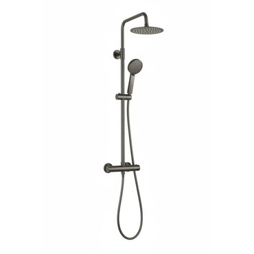 Dune round thermostatic shower set 200mm head & handheld - gunmetal grey