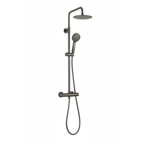 Dune round thermostatic shower set 200mm head & handheld - gunmetal grey