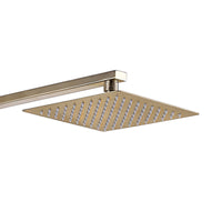 Enzo square thermostatic shower set two outlet with ultra slim 200mm shower head and handheld - brushed brass