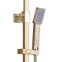 Enzo square thermostatic shower set two outlet with ultra slim 200mm shower head and handheld - brushed brass