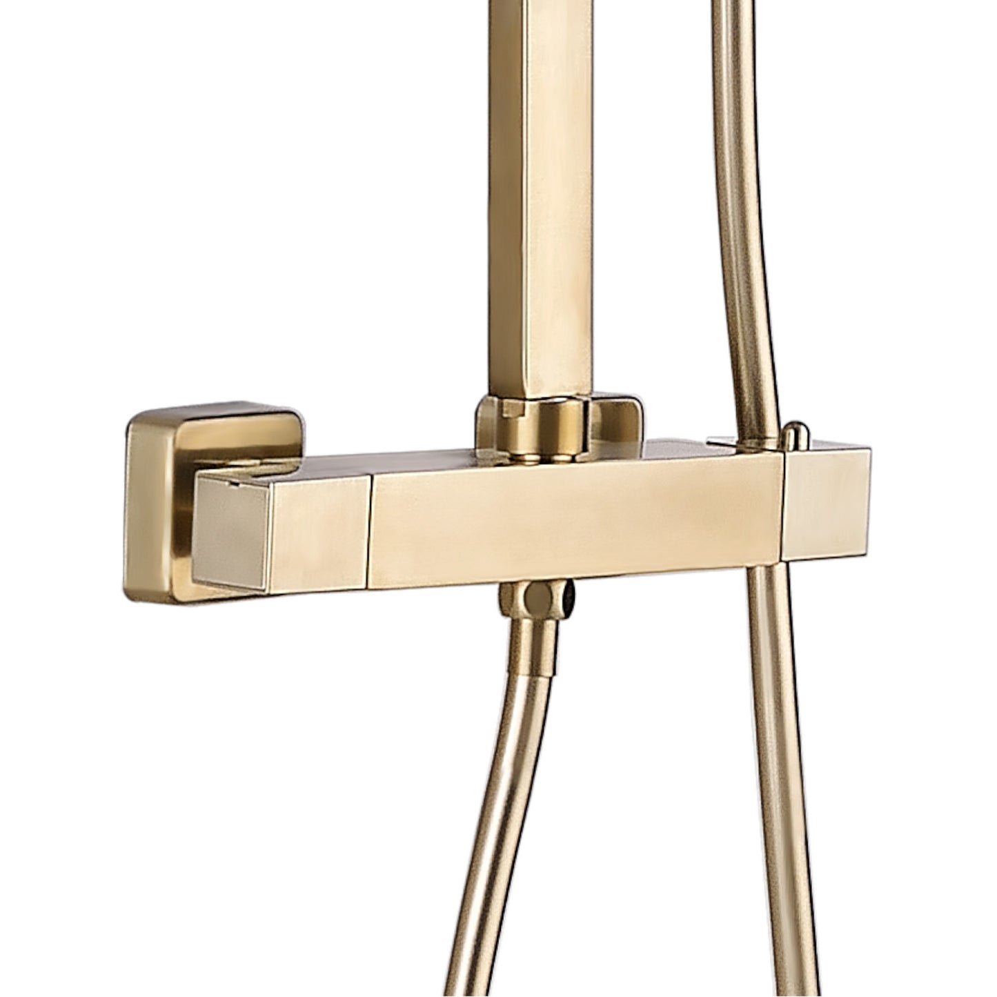 Enzo square thermostatic shower set two outlet with ultra slim 200mm shower head and handheld - brushed brass