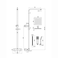 Enzo square thermostatic shower set two outlet with ultra slim 200mm shower head and handheld - brushed brass