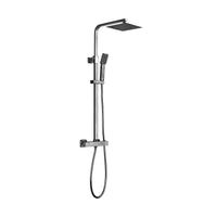 Enzo square thermostatic shower set two outlet with ultra slim 200mm shower head and handheld - gunmetal grey