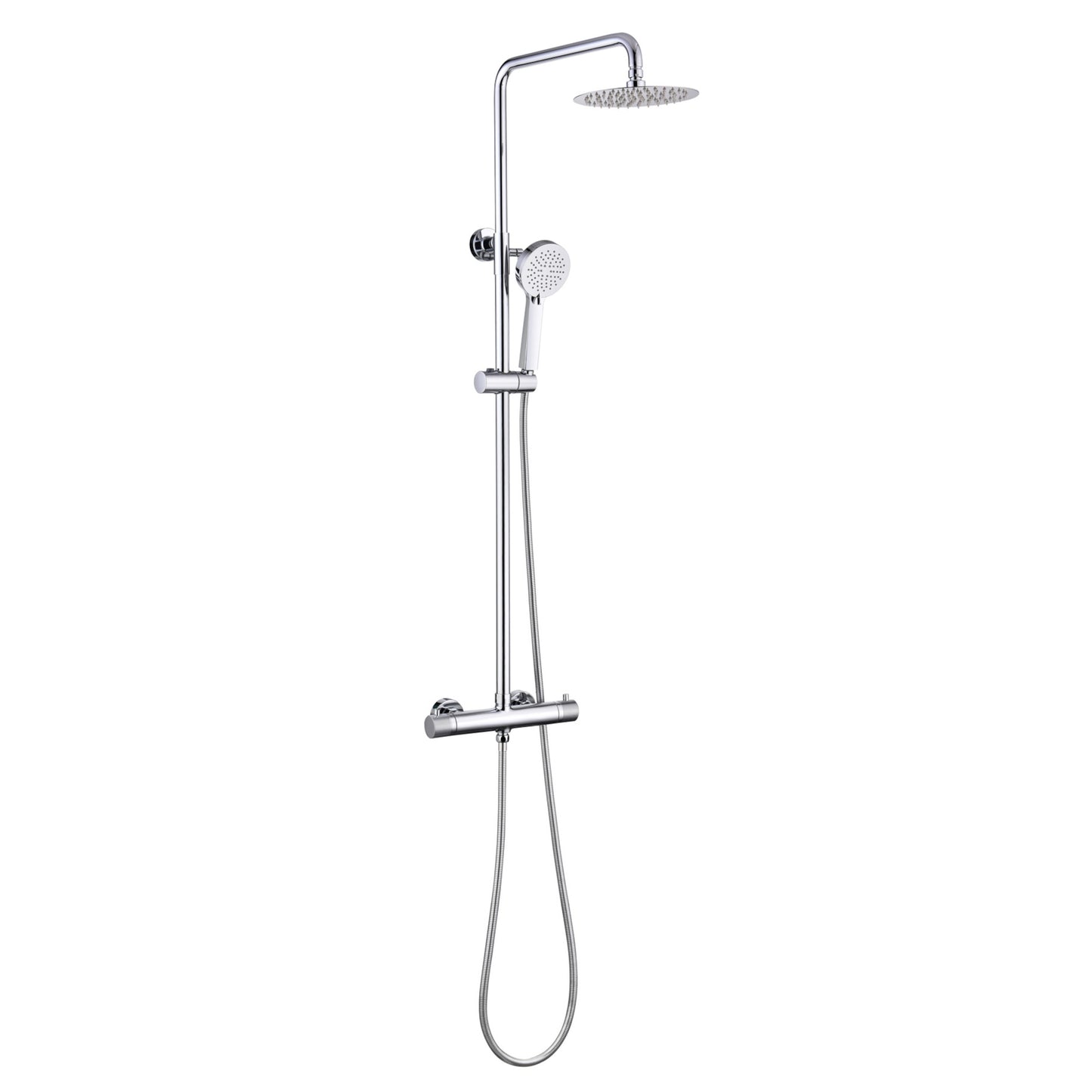 Hoxton round thermostatic shower valve with knurling push button & kit - chrome