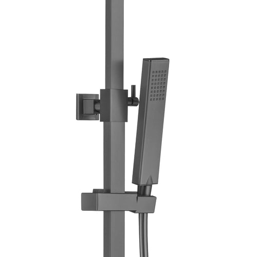 Buy Enzo square thermostatic shower set two outlet with ultra slim 200mm shower head and handheld - gunmetal grey online UK