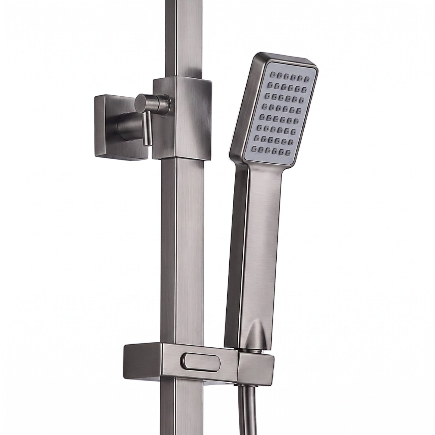 Enzo square thermostatic shower set two outlet with ultra slim 200mm shower head and handheld - gunmetal grey