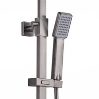 Enzo square thermostatic shower set two outlet with ultra slim 200mm shower head and handheld - gunmetal grey