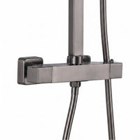 Enzo square thermostatic shower set two outlet with ultra slim 200mm shower head and handheld - gunmetal grey