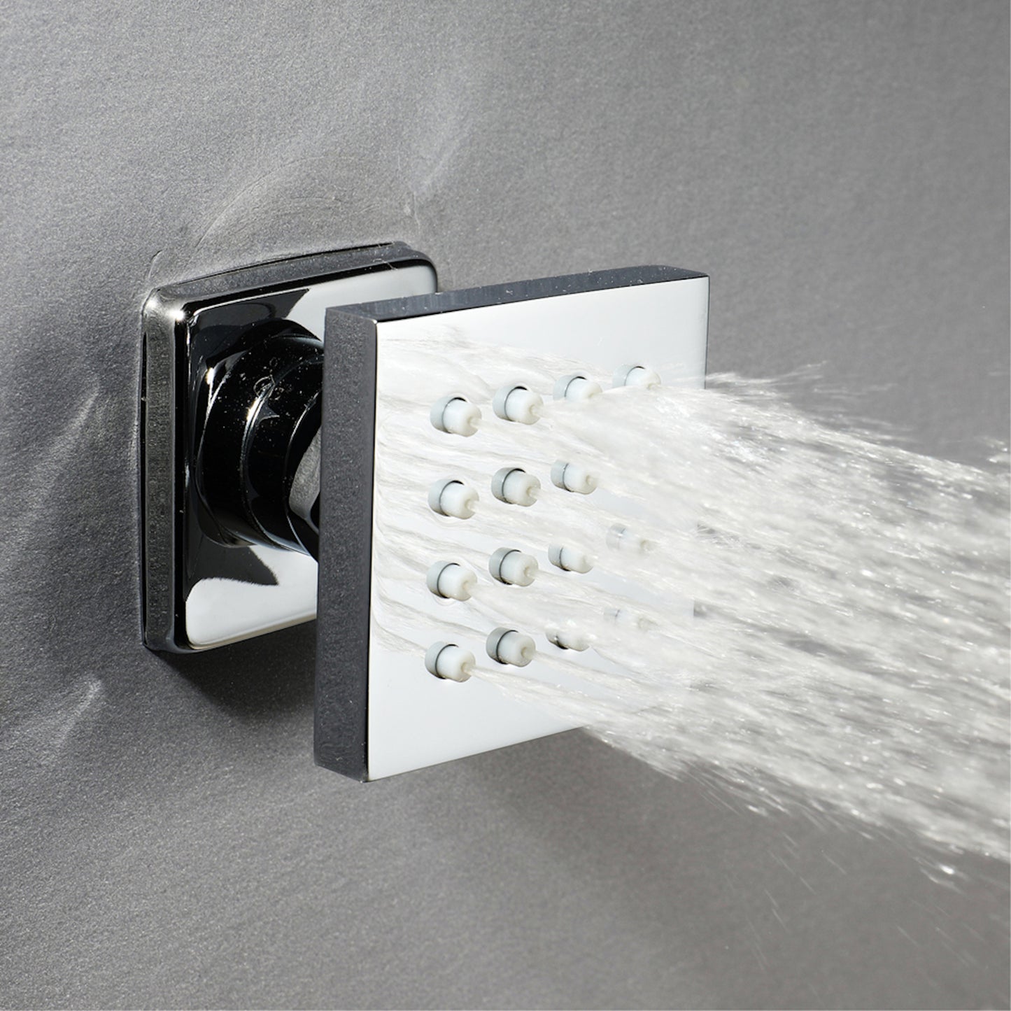 Spello Square Thermostatic Concealed Shower Set with Body Jets, Ceiling Overhead Shower, Handset Kit - Chrome