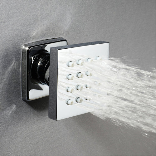 Spello Square Thermostatic Concealed Shower Set with Body Jets, Ceiling Overhead Shower, Handset Kit - Chrome