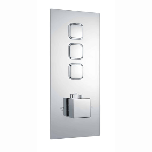 Spello Square Thermostatic Concealed Shower Set with Body Jets, Ceiling Overhead Shower, Handset Kit - Chrome