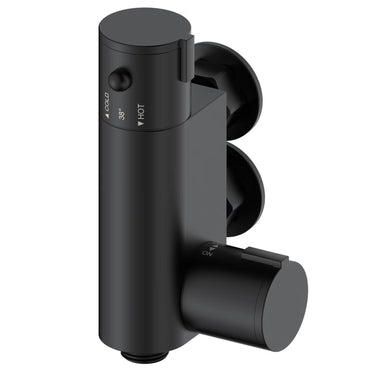 Vero round douche thermostatic bar valve with shower spray kit - matt black