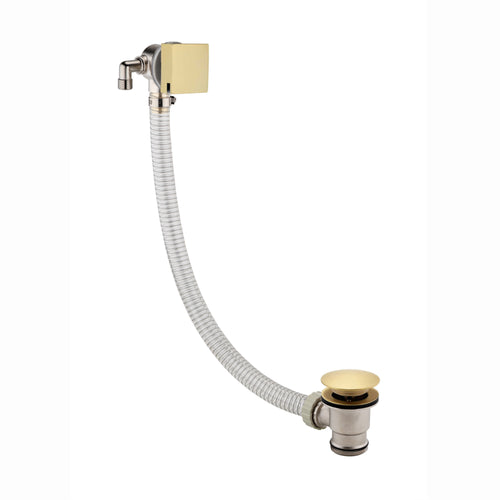 Spello Square Thermostatic Concealed Shower Set with Bath Filler, Wall Overhead Shower, Handset Kit - Brushed Brass