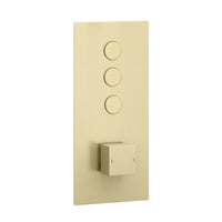 Spello Square Thermostatic Concealed Shower Set with Body Jets, Ceiling Overhead Shower, Handset Kit - Brushed Brass