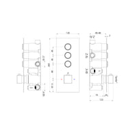 Spello Square Thermostatic Concealed Shower Set with Body Jets, Ceiling Overhead Shower, Handset Kit - Brushed Brass