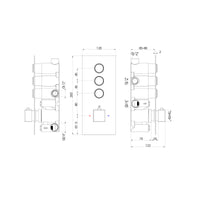 Spello Square Thermostatic Concealed Shower Set with Dual Overhead Shower, Handset Kit - Brushed Brass