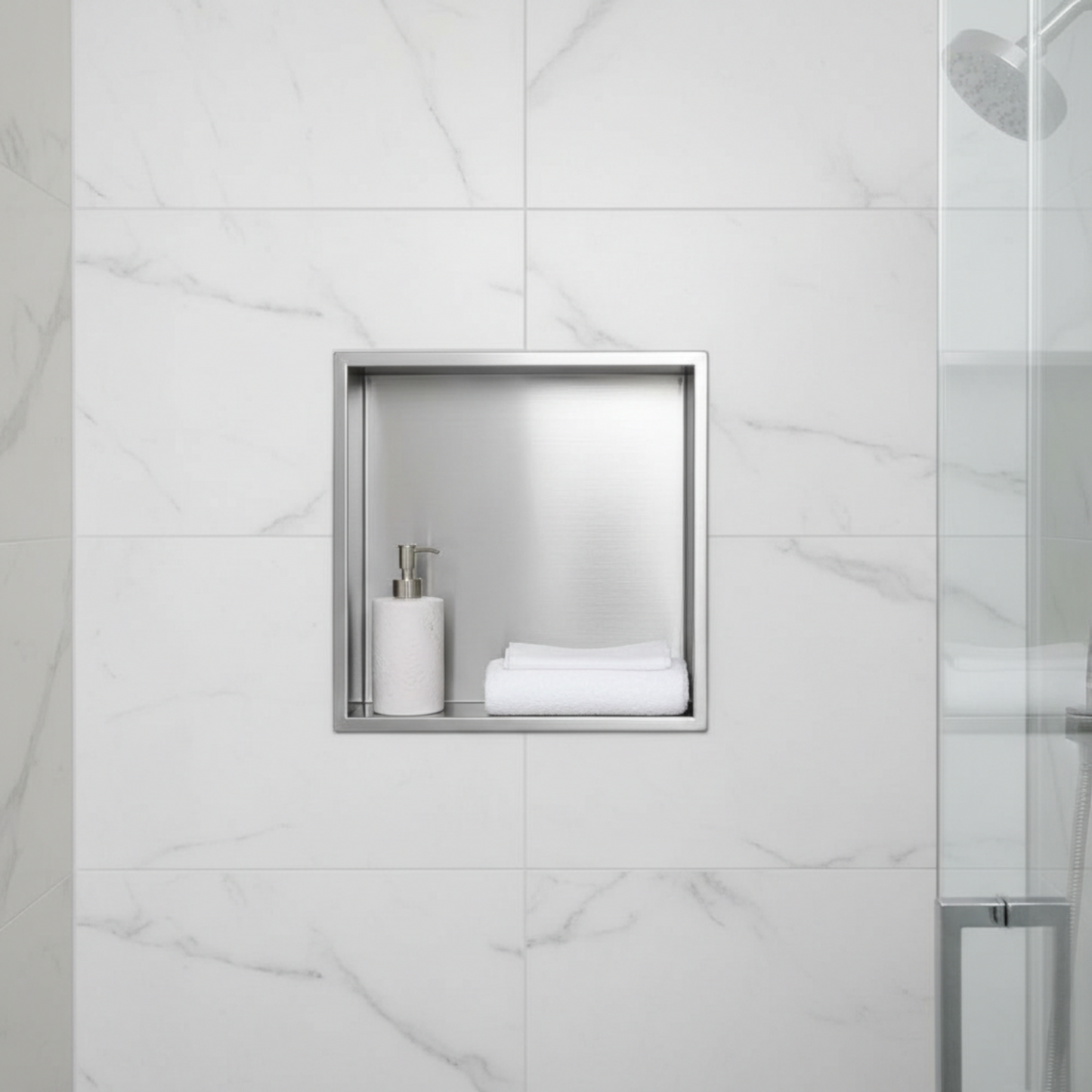 Shower Niche 300 x 300 - Brushed Steel