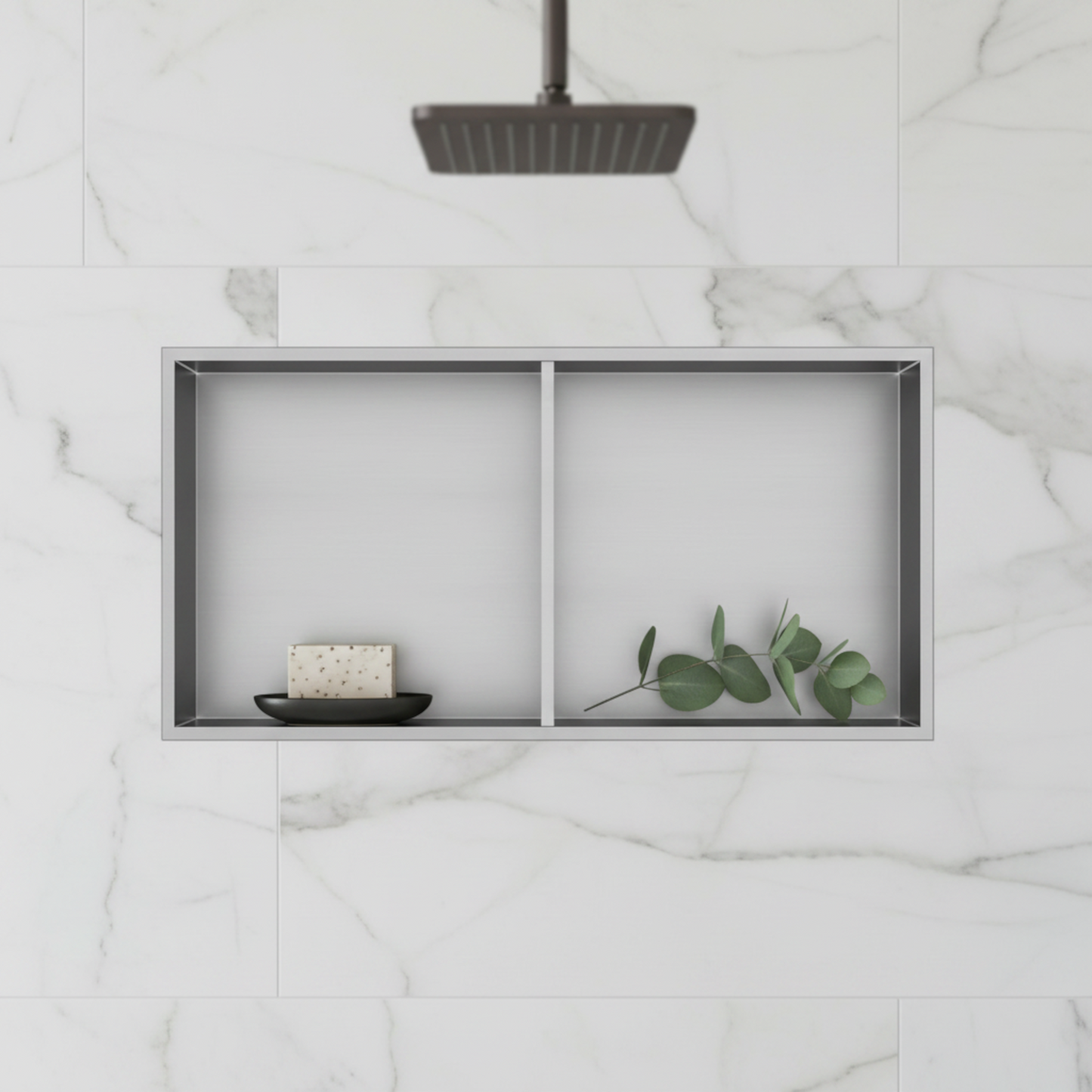 Shower Niche 600 x 300 - Brushed Steel