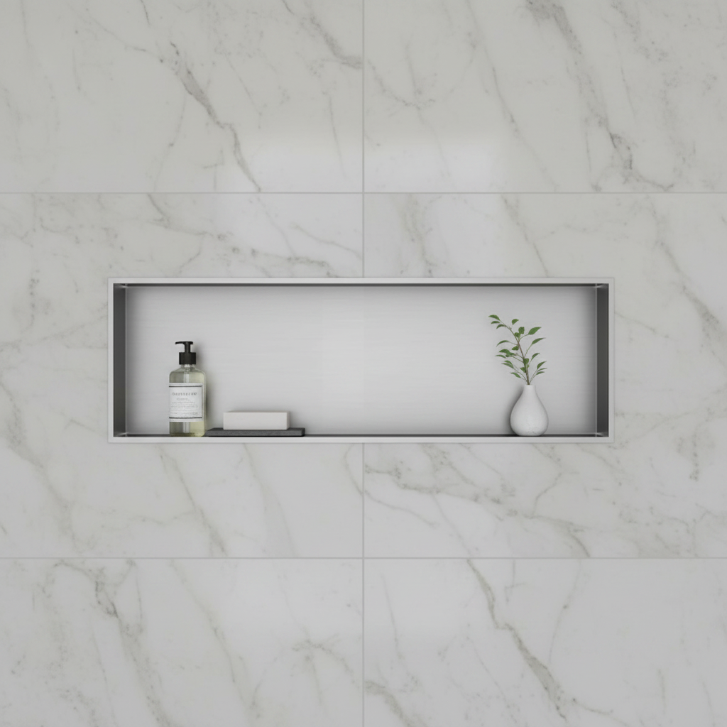 Shower Niche 900 x 300 - Brushed Steel