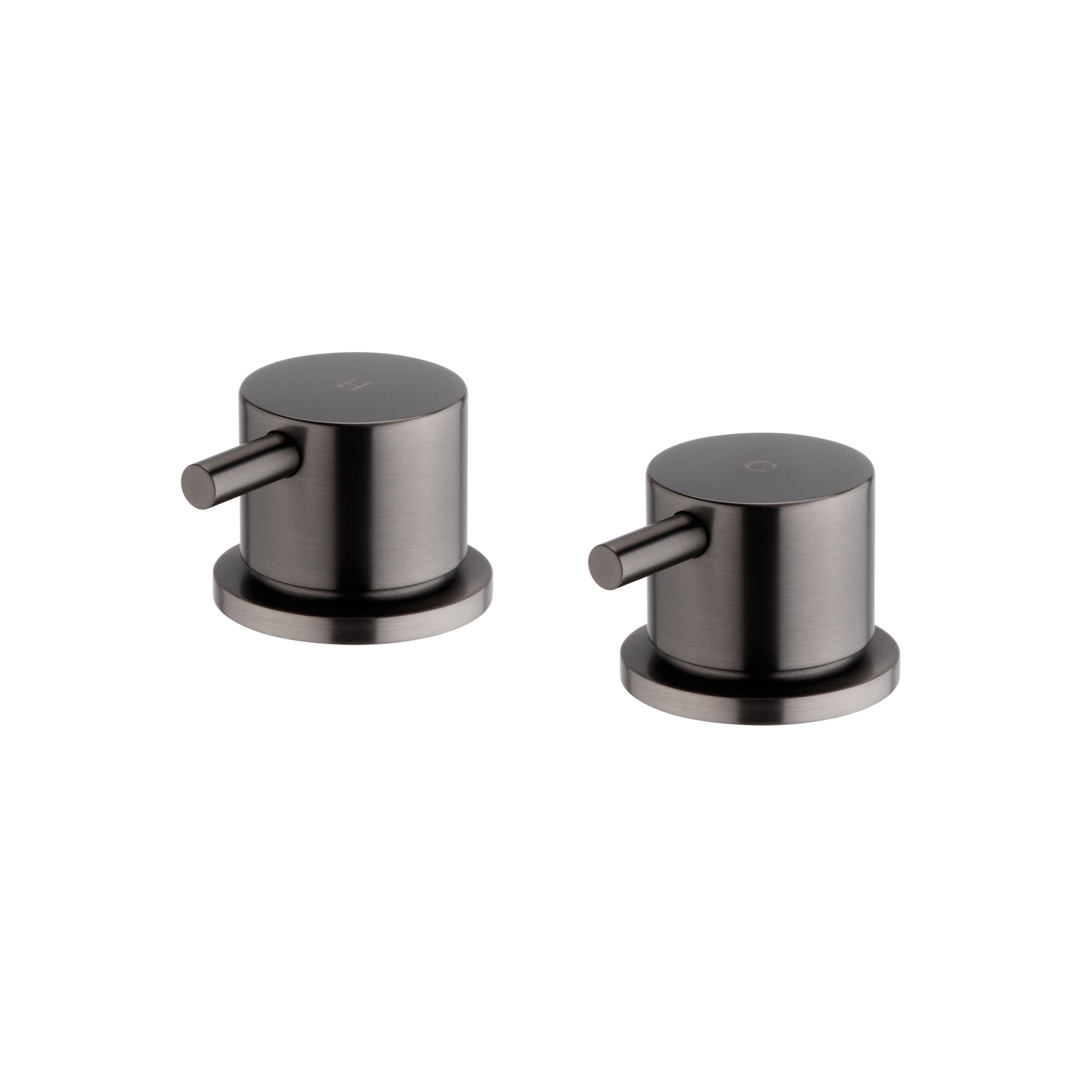 Round 3/4" deck bath side valves (pair) - gunmetal grey